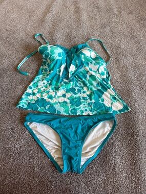 MICHAEL Michael Kors Teal and White Swim Top